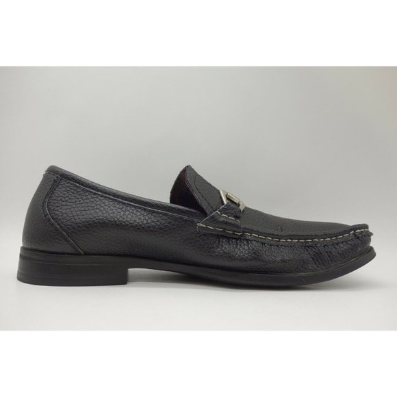 Robert Wayne San Marco Black Leather Horsebit Slip On Loafers Shoes Men\'s 10 D main image 5